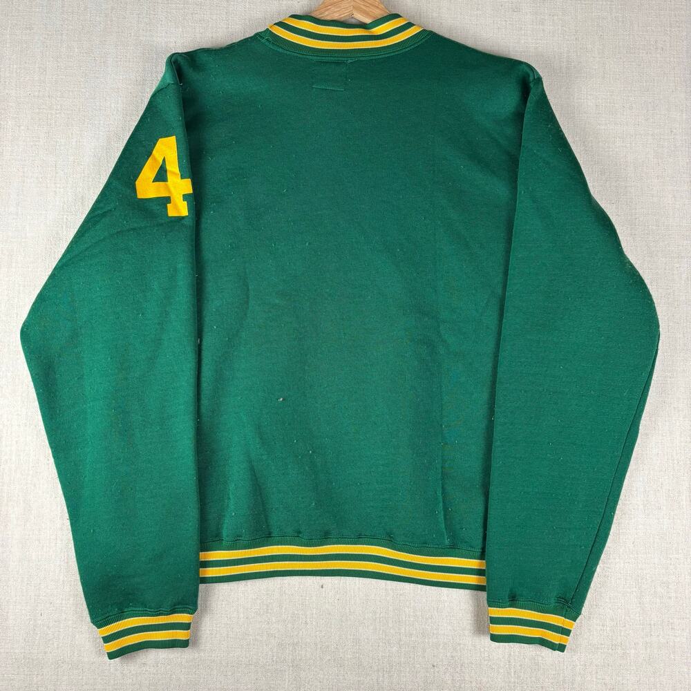 Vintage Notre Dame Champion Products 1960s Nylon Varsity Rare Green XL Sweater - Picture 6 of 9